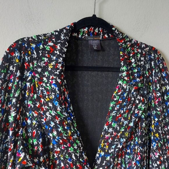 Eva Varro Women Multicolor Cardigan Size XL Long Line One Button 3/4 Sleeves - Picture 3 of 9